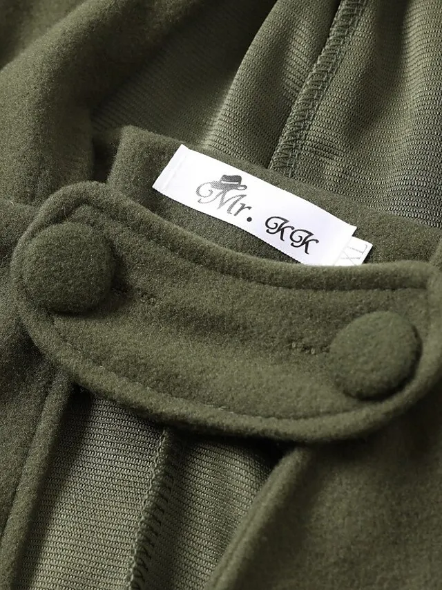 Women's Winter Coat Cloak / Halloween Xmas Capes Long Layered Coat Warm Windproof Overcoat Fall Single Breasted Hooded Coat Green Black Blue Gray Christmas Crewneck S M L XL / Winter