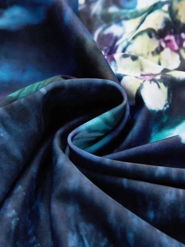 Vacation Floral Printing Scoop Neck Tankinis Two-Piece Set