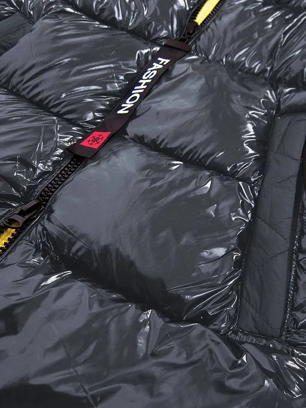 Ladies Shiny Winter Jacket Graphite Yellow