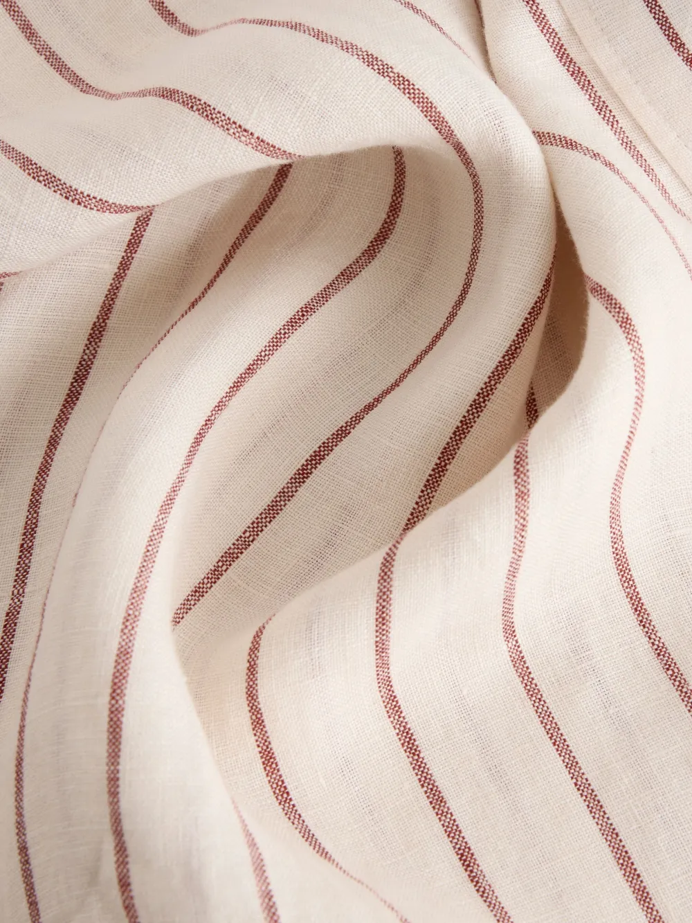 Ecru Palm Print Linen Flat Collar Loose Long Sleeve Shirt