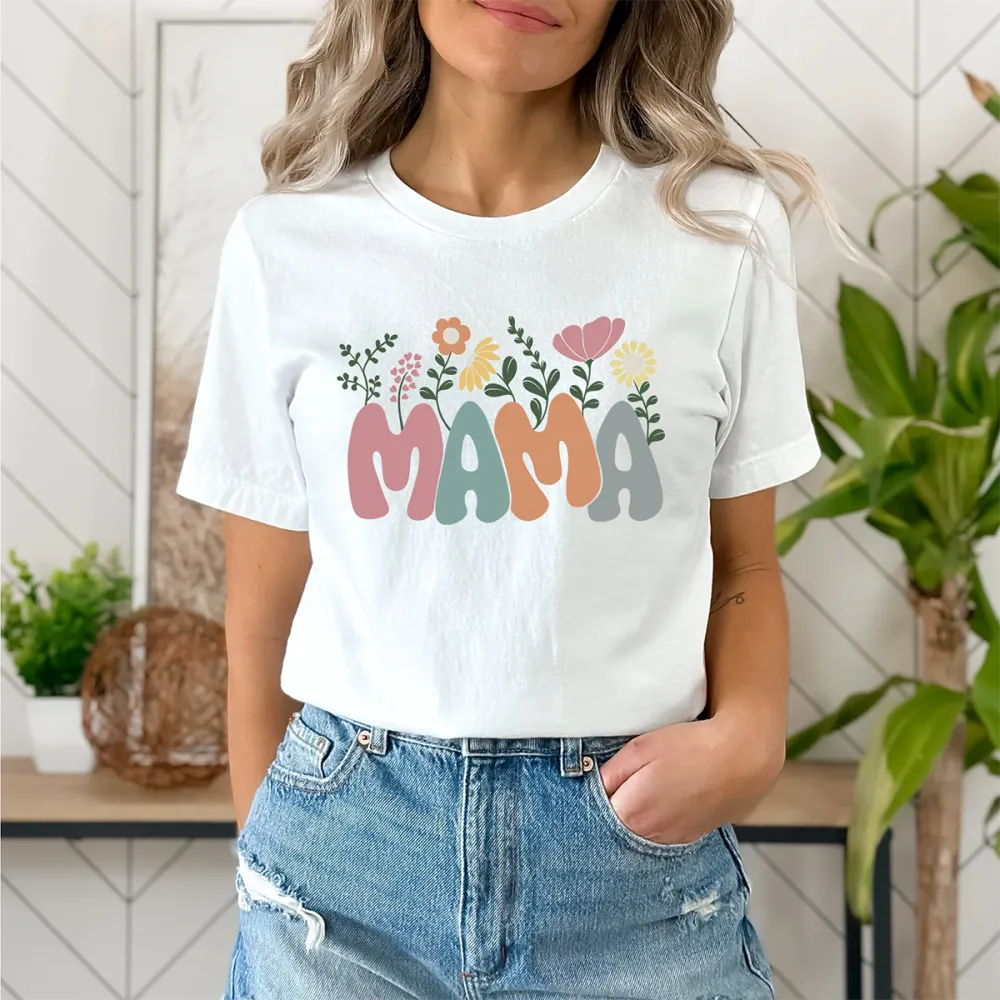 Mama Printed Round Neck Short Sleeve T-Shirt
