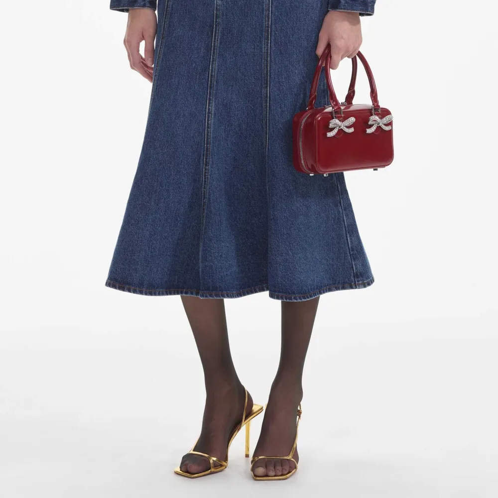 Flared Denim Midi Skirt