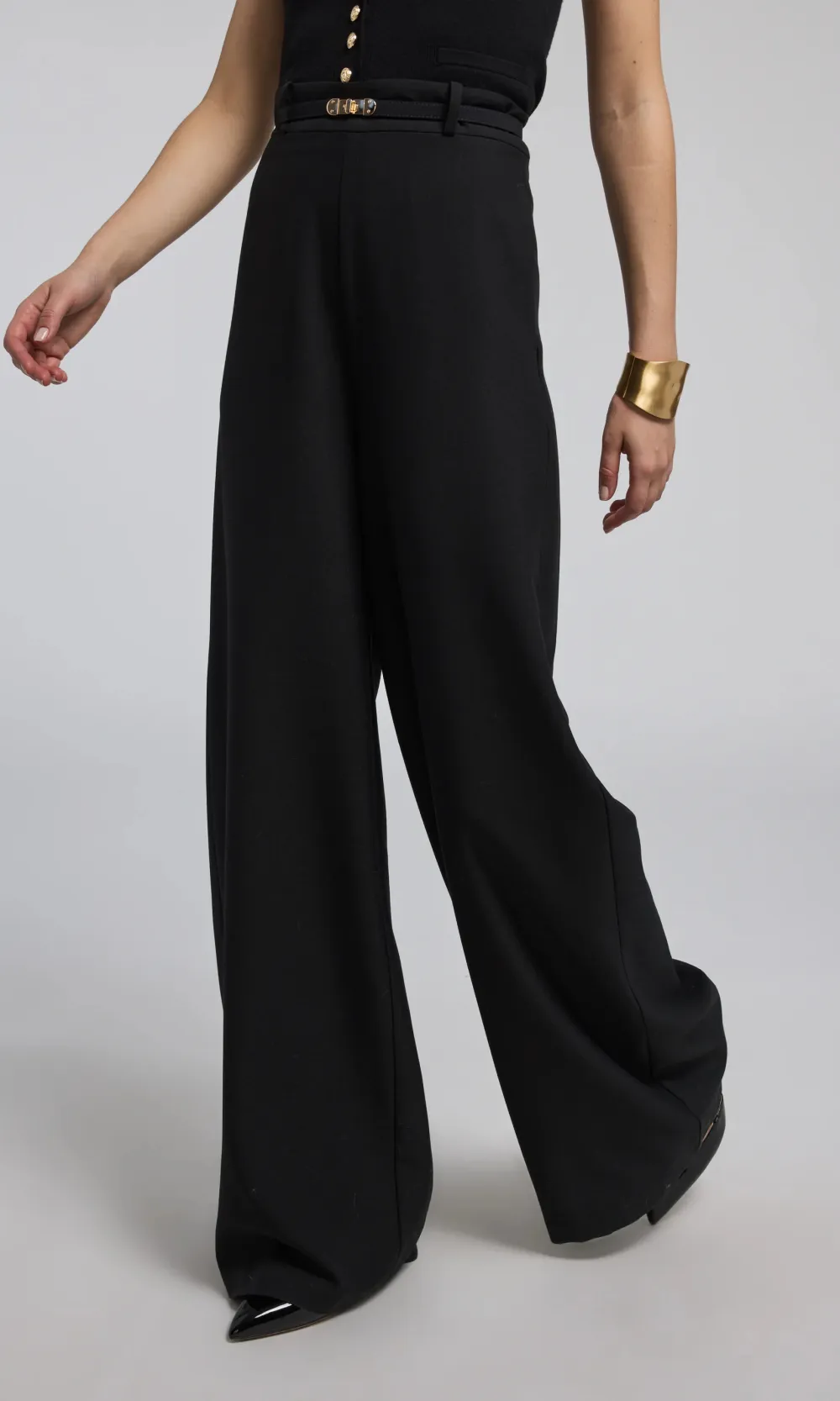 Turn-Lock Belted Wide Leg Pants