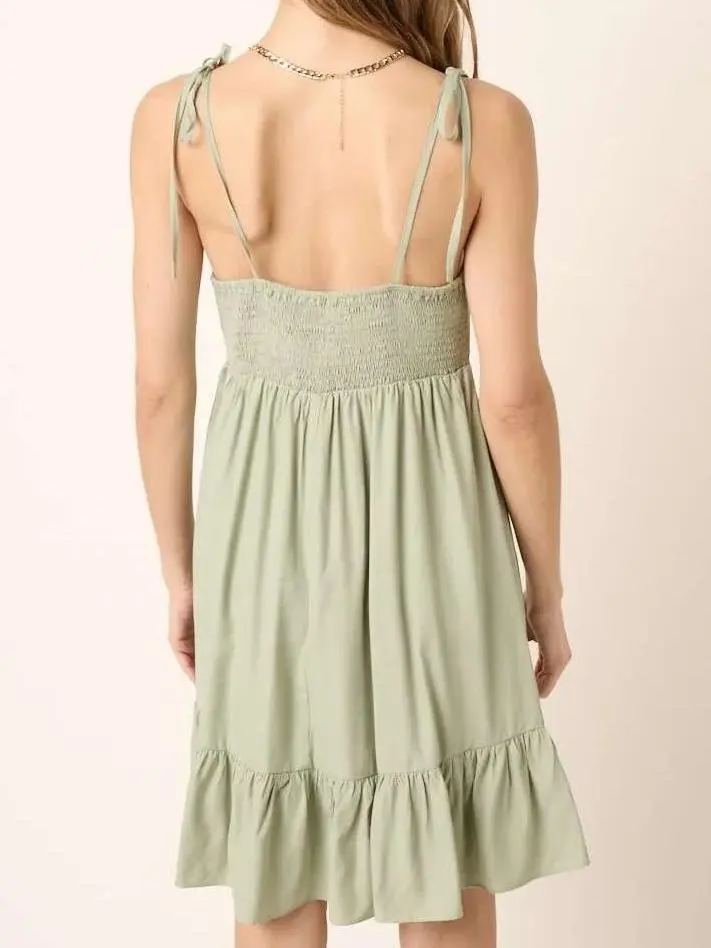 Lace Up Sexy Minimalist Temperament Sage Dress