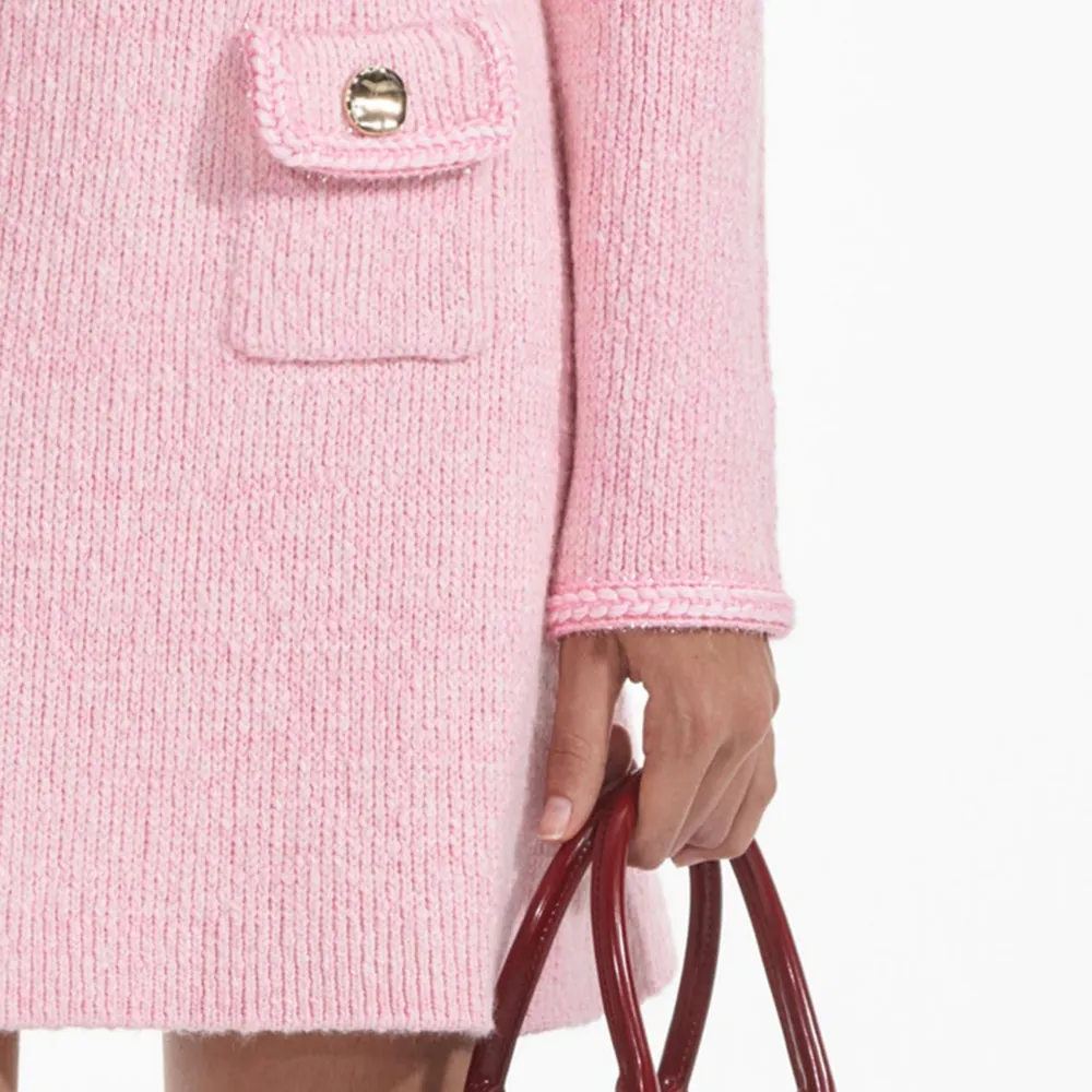 Pink Melange Merino Knit Skirt