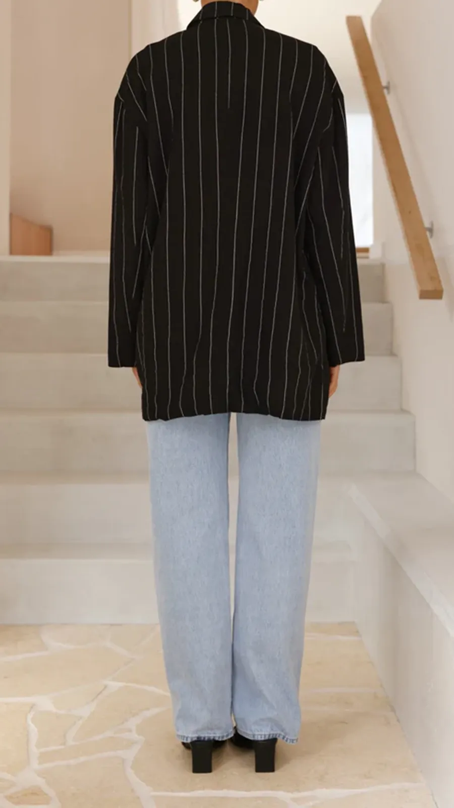 Black Pinstripe Versatile Suit Jacket