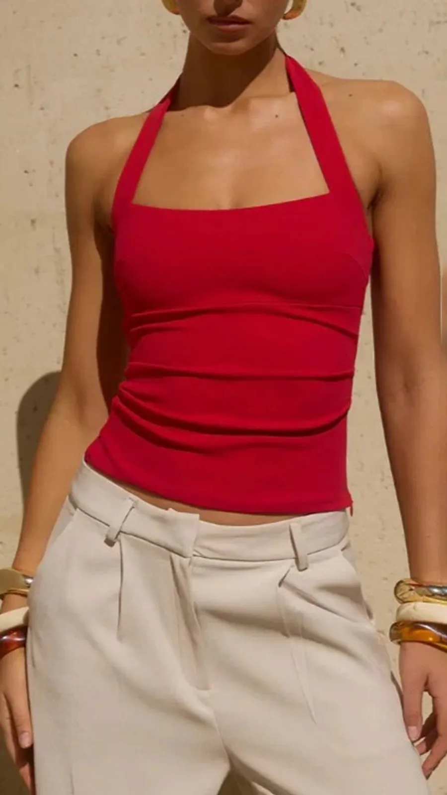 Sexy Cherry Red Halter Top