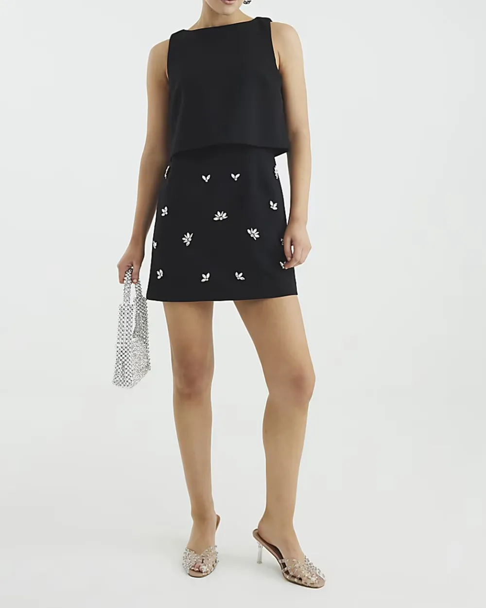 Fashionable Diamond Bow Tie Mini Dresses