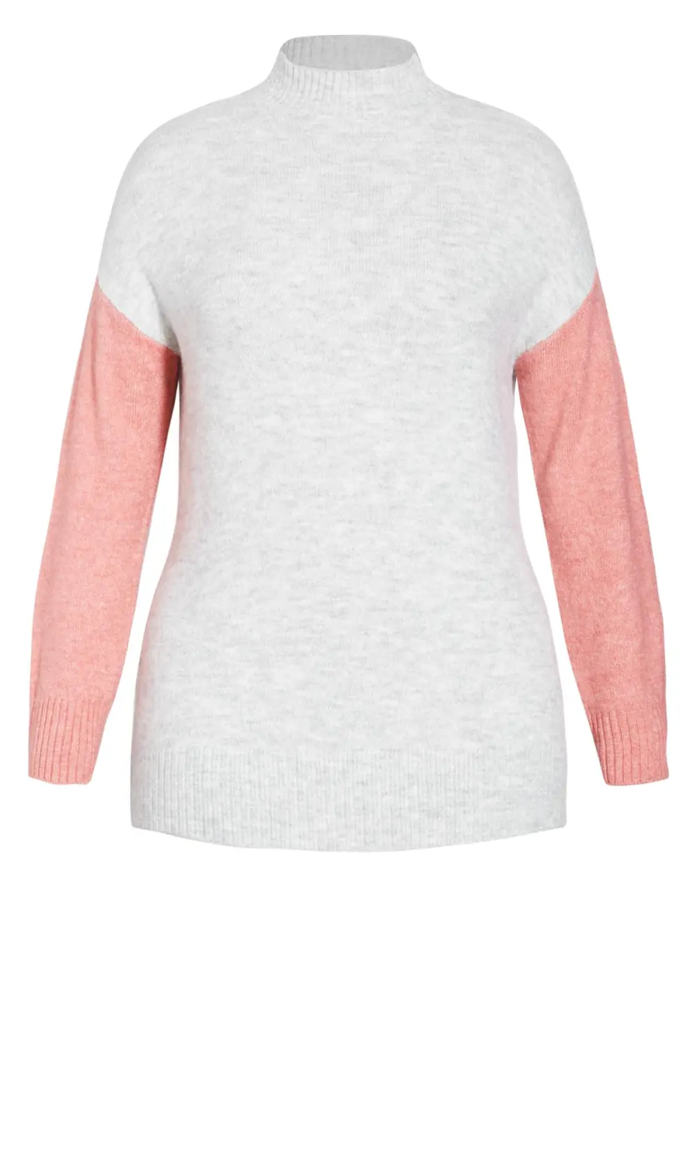 Evans Grey & Pink Colour Block Knitted Jumper