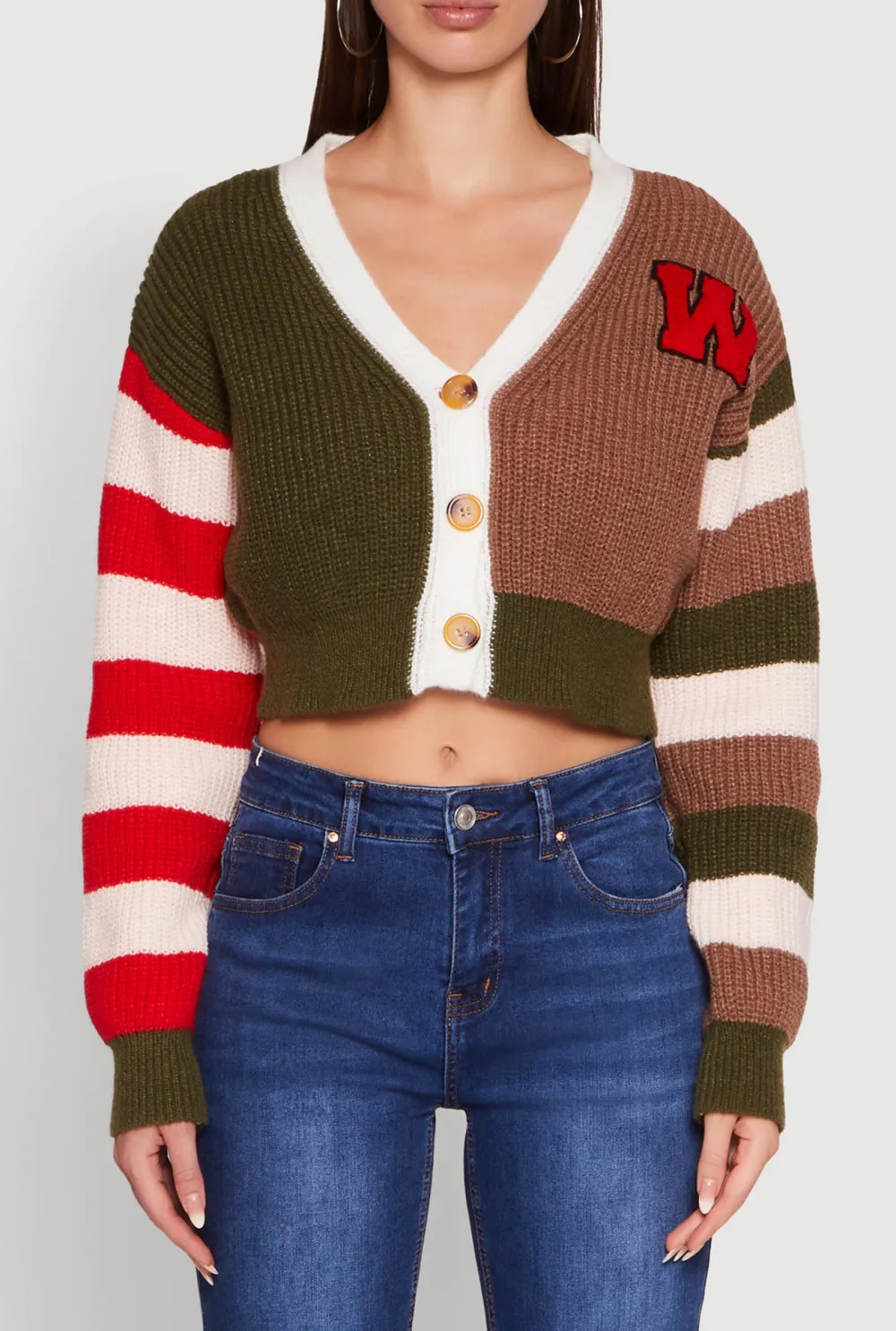 Striped Contrasting Cardigan