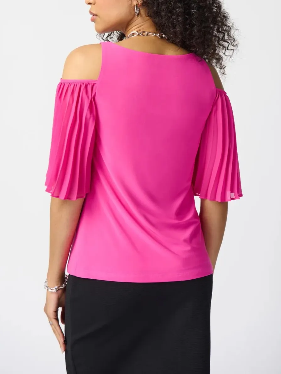 Hot Pink Cold - Shoulder Ruffled Top