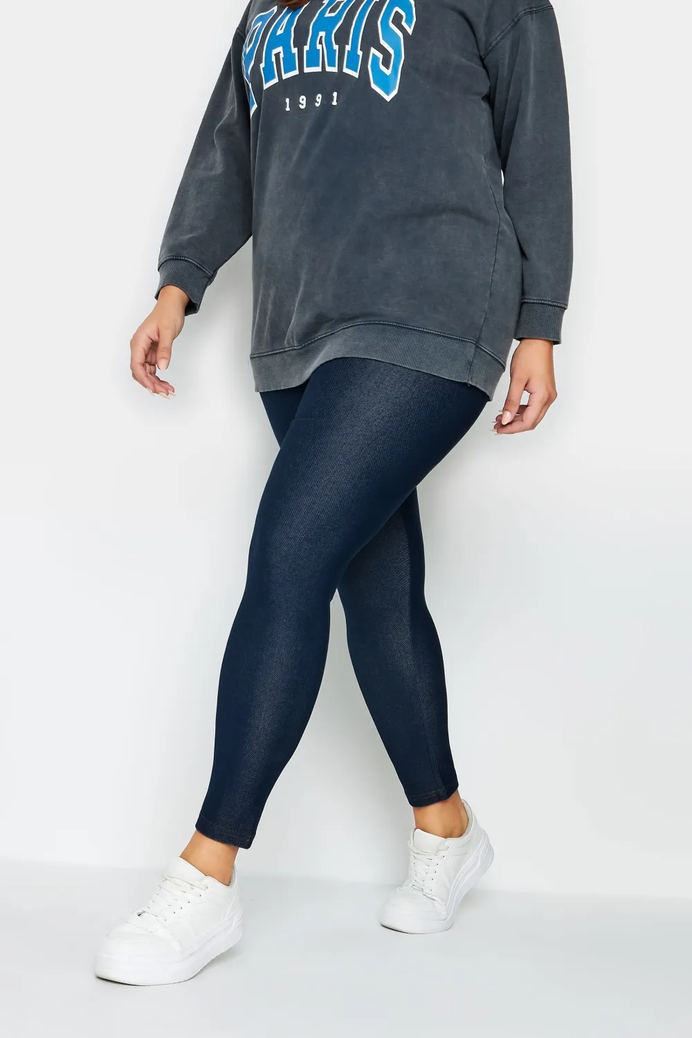 YOURS FOR GOOD Curve Mid Blue Jersey Stretch Jeggings