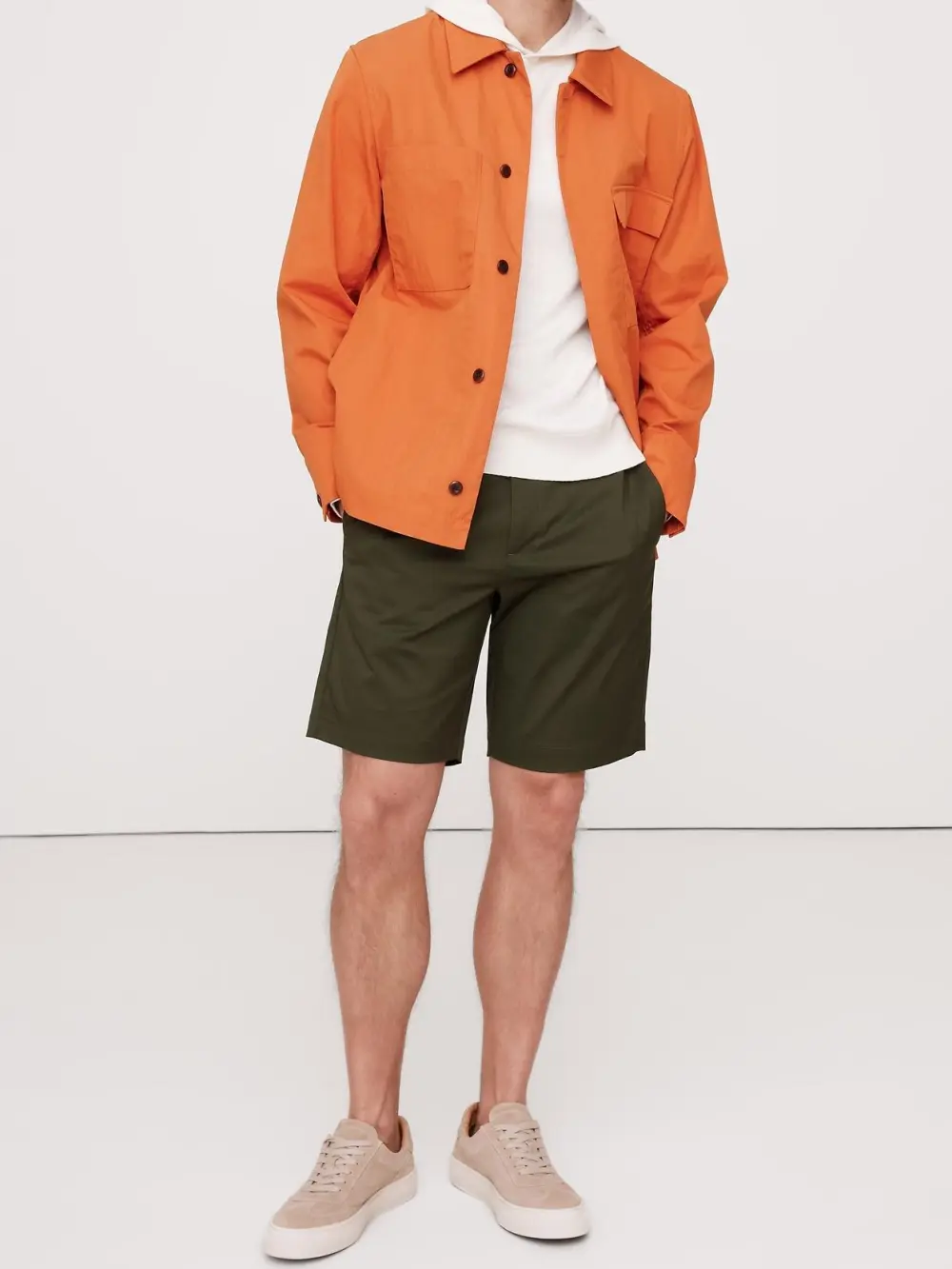 Men's  Olive Green Polyester Blend Shorts