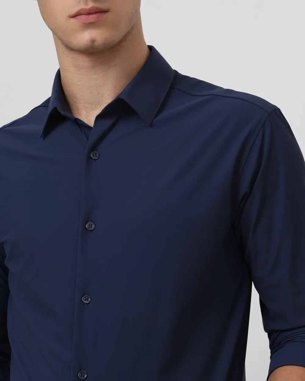 Leisure Soft And Comfortable Slim-Fit Dark Navy Shirt