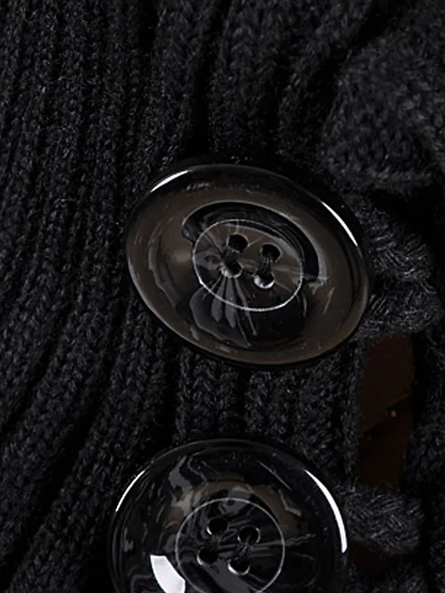 Women's Winter Coat Cloak / Capes Long Coat Winter Coat Single Breasted Thermal Warm Trench Coat Single Breasted Stand Collar Loose Fit Outerwear Long Sleeve Black