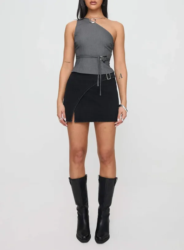 Denim Wrap Mini Skirt