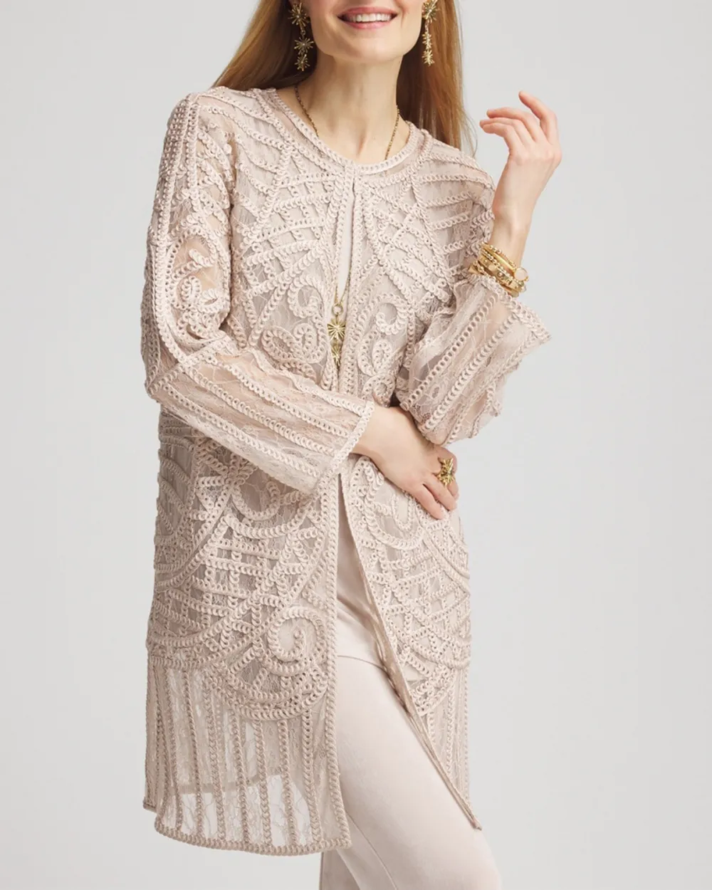 Embroidered Lace Long Sleeve Jacket