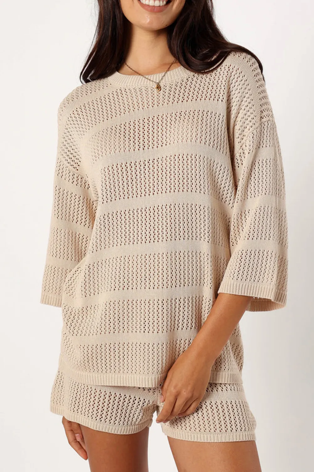 SAND LONG MESH TOP