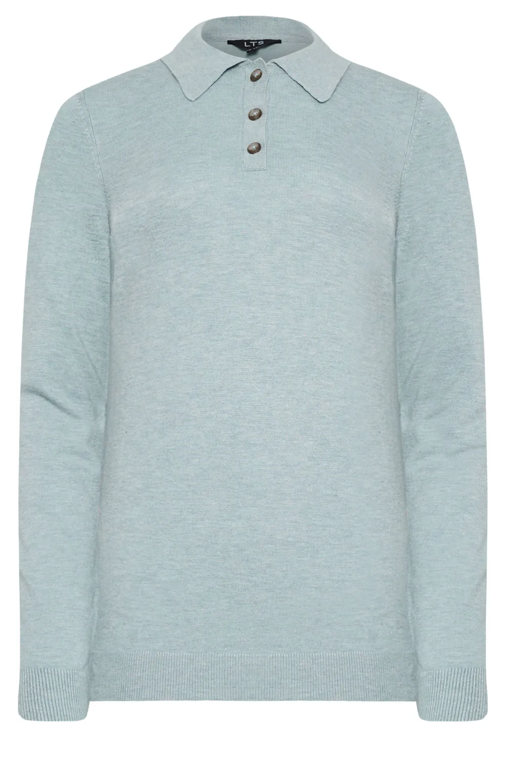 LTS Tall Light Blue Long Sleeve Polo Neck Jumper