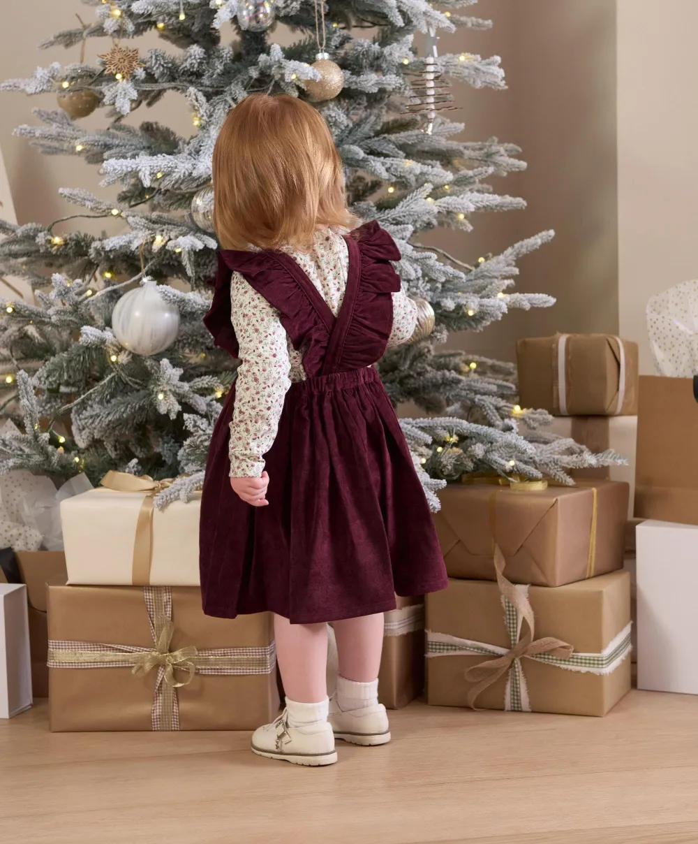 Winter Ditsy Floral Bodysuit & Pinafore Dress (2 Piece)