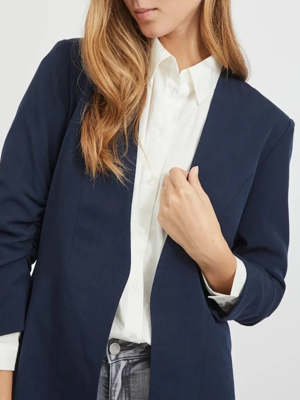 Plain Colored Stand-up Collar Blazer