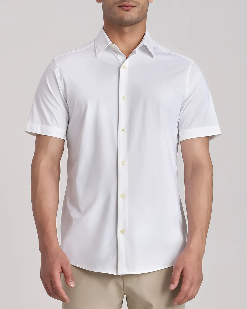 Leisure Simple Slim-Fit Breathable White Shirt