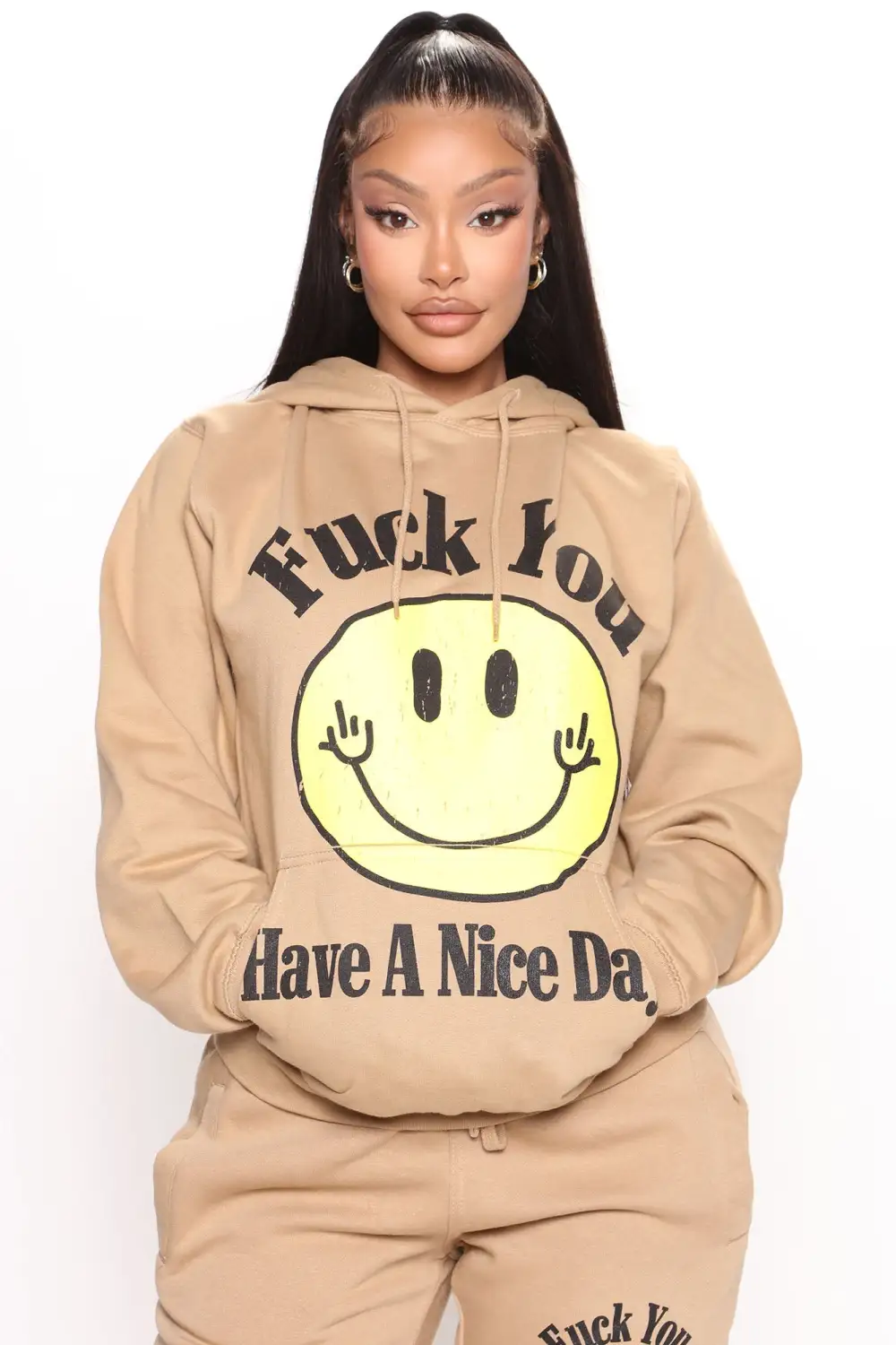 Fuck You Have A Nice Day Hoodie - Taupe