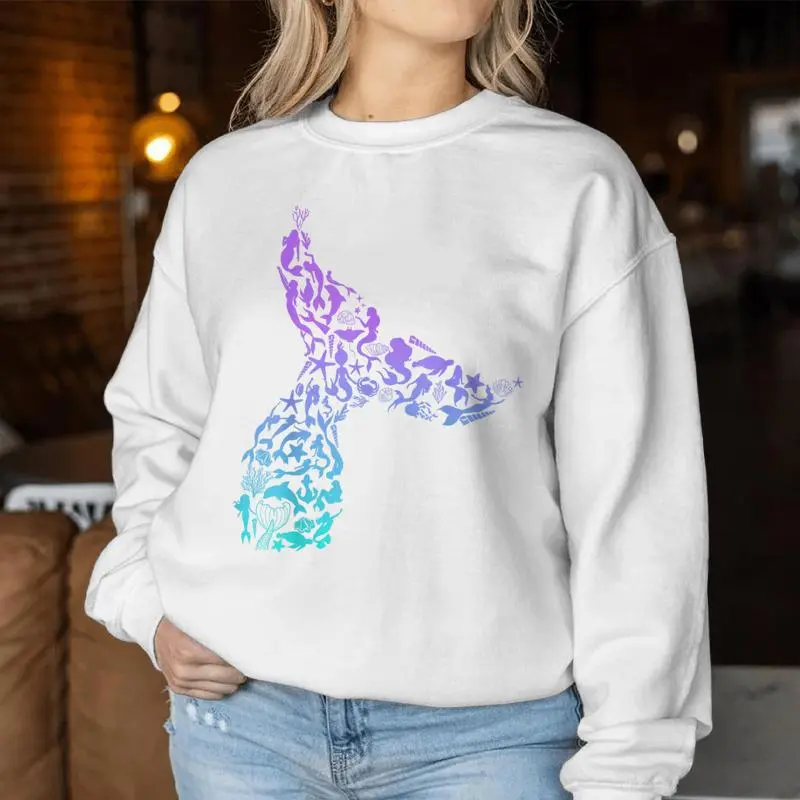 Girls Whale Mermaid Tail Fantasy Sea Ocean Themed Women Sweatshirt