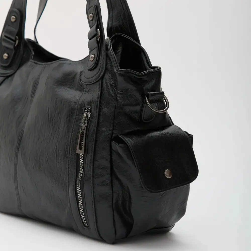Pocket Front Leather Crossbody Bag