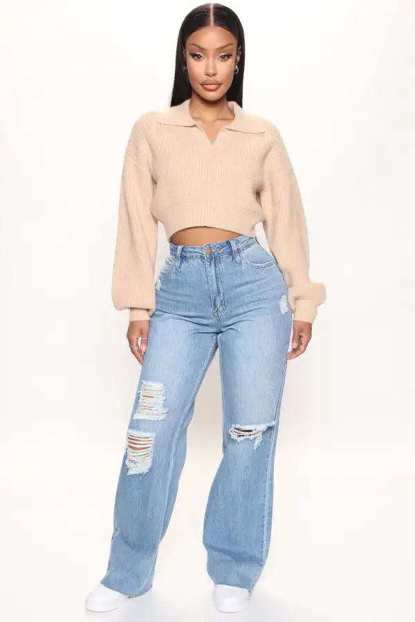 Got Me Going Collared Sweater - Taupe