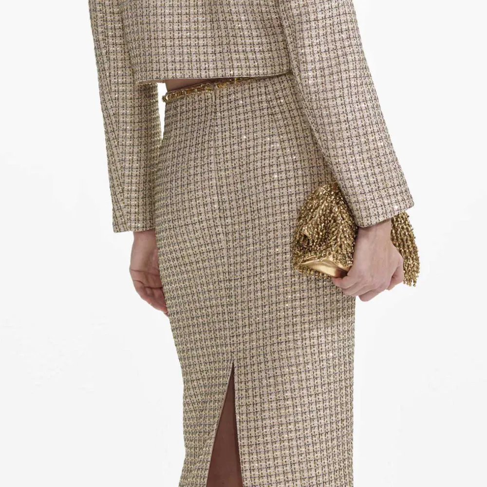 Gold Boucle Midi Skirt