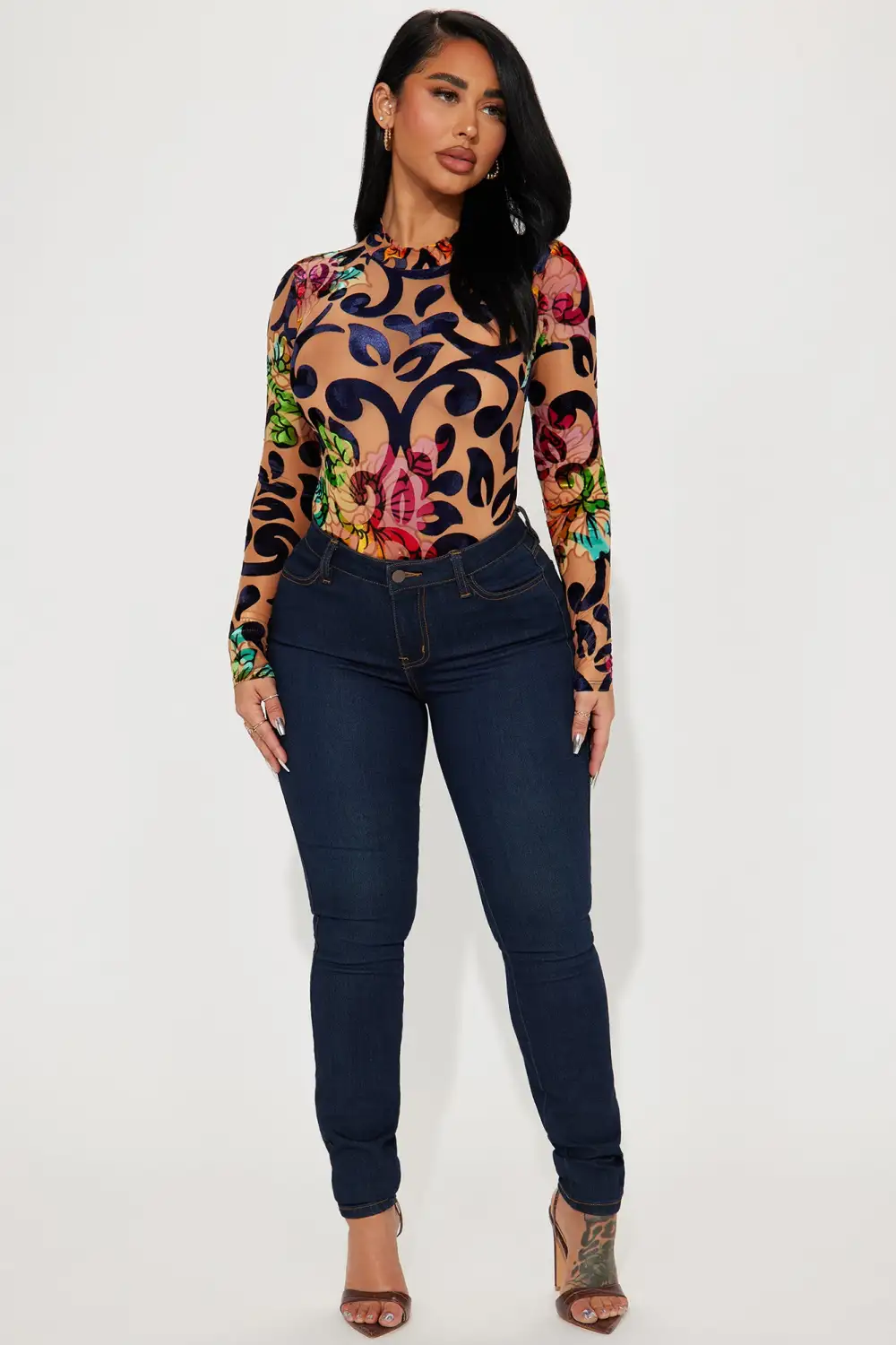 Georgia Floral Bodysuit - Blue/combo