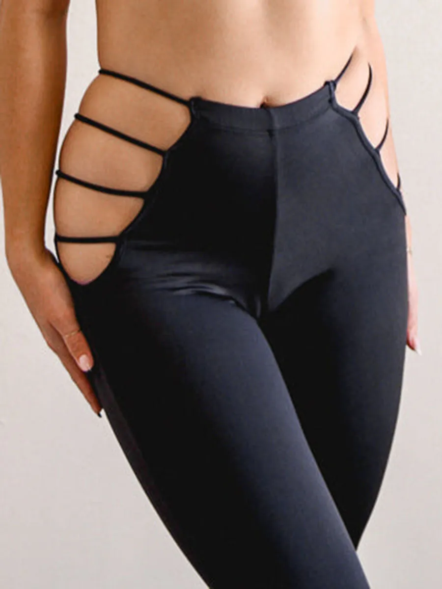 Black CutOut Crop Top and Flare Pants Set