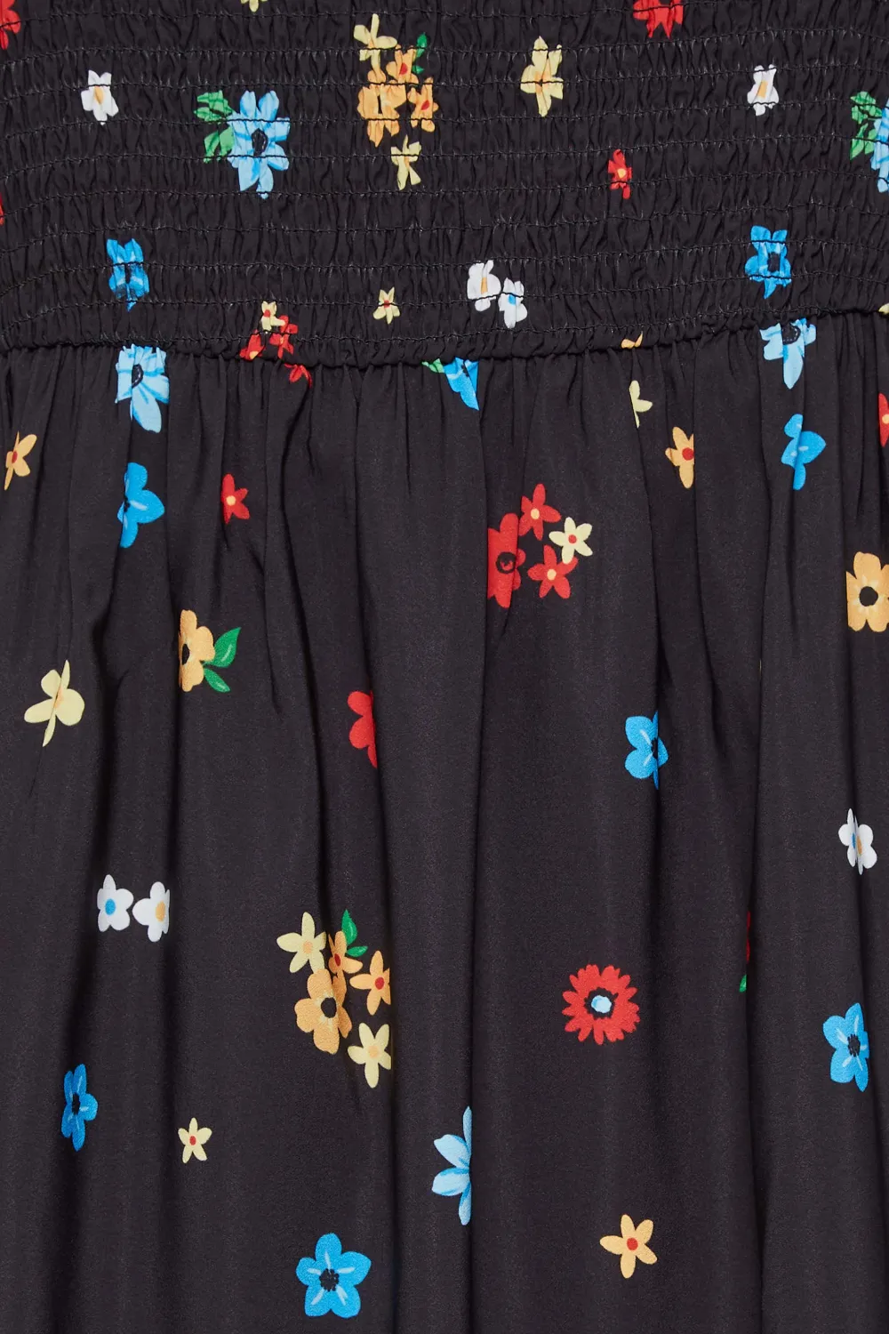 YOURS Curve Black Floral Print Shirred Midi Dress