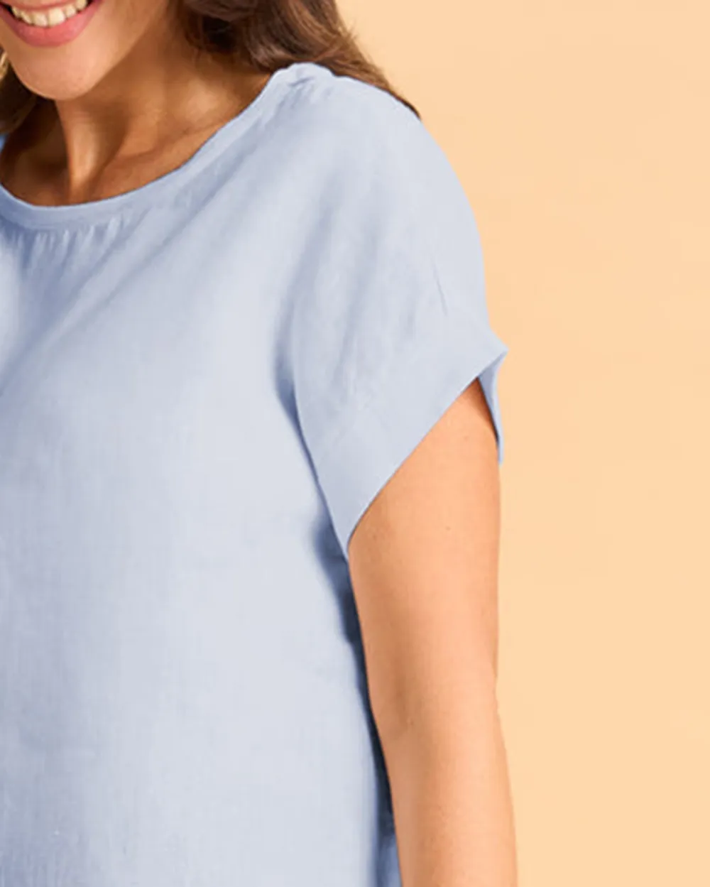 Loose Fit Short Sleeve Linen Top