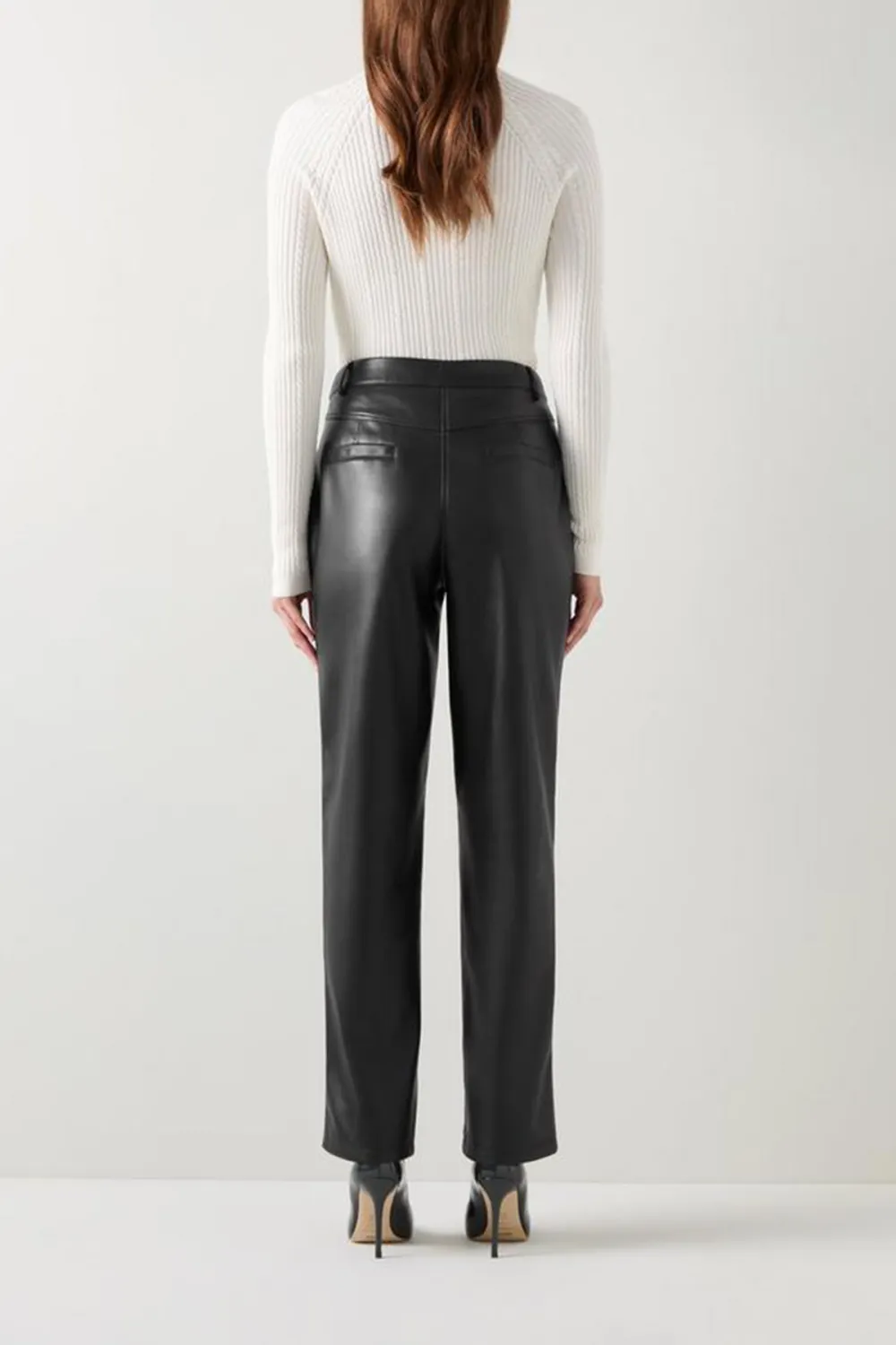 Black Faux Leather Straight Leg Trousers