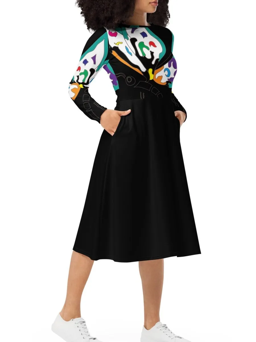 Colorful Art Print Midi Dress