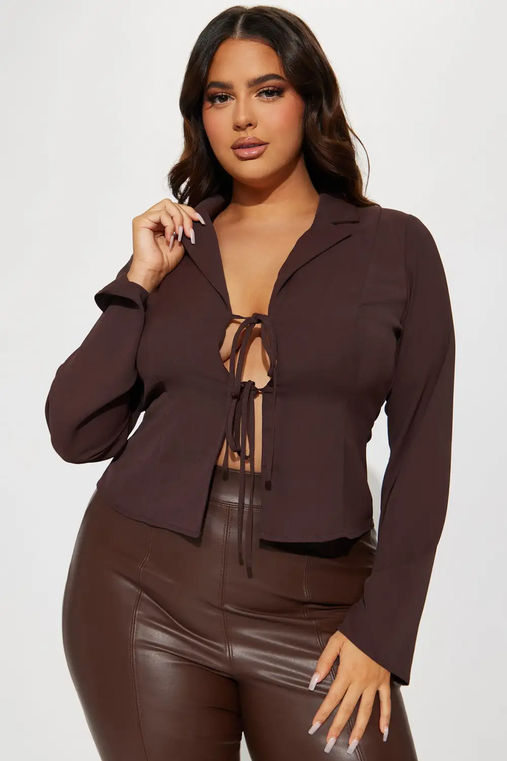 Aegle Blouse Top - Brown