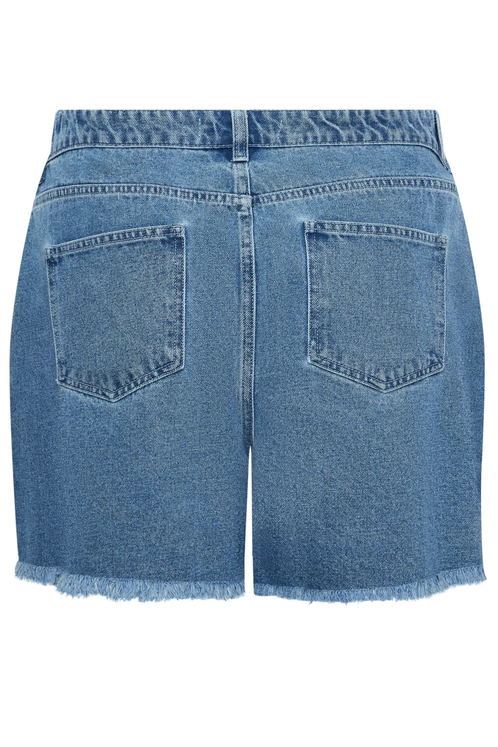 Curve Mid Blue Ripped Floaty Denim Shorts
