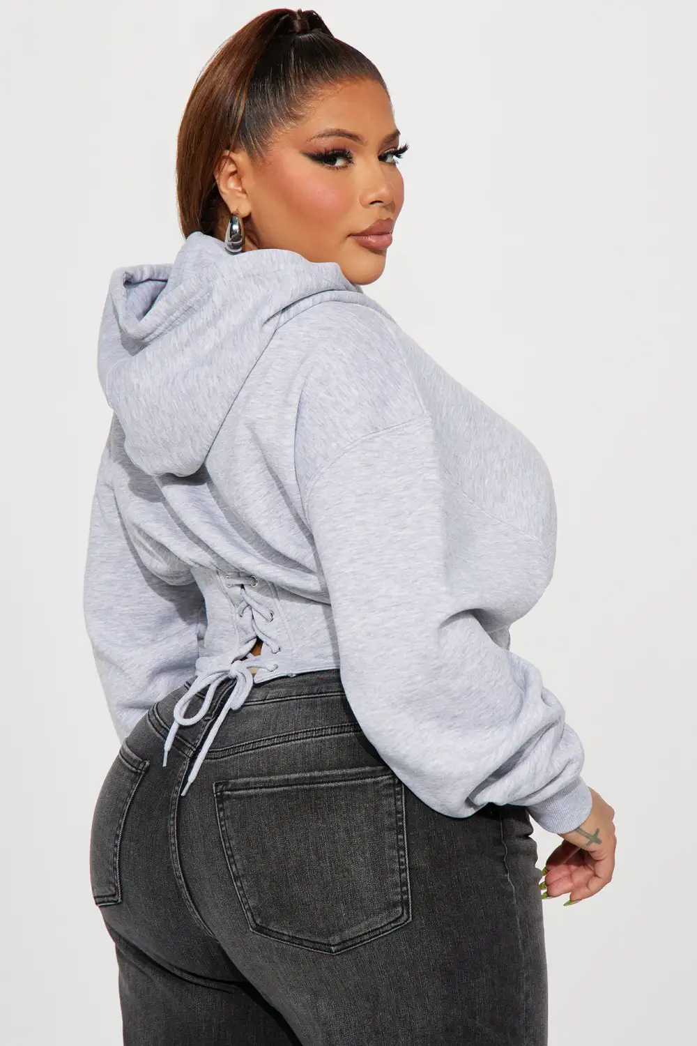Lakers Home Team Corset Hoodie - Heather Grey