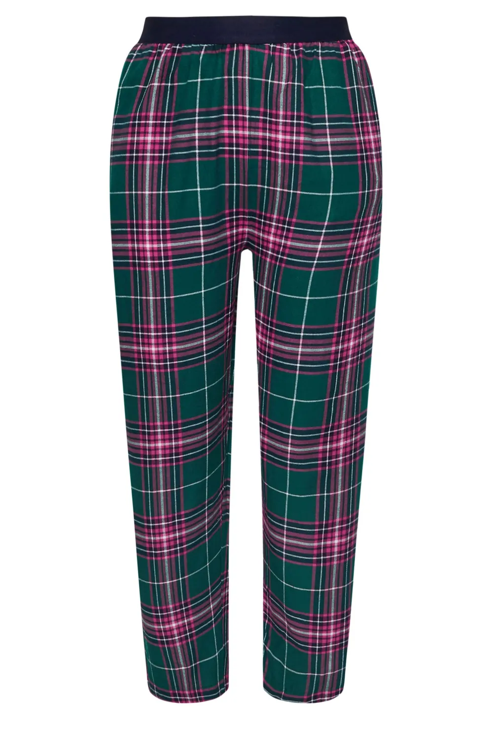 YOURS Curve Green & Pink Boyfriend Check Pyjama Bottoms