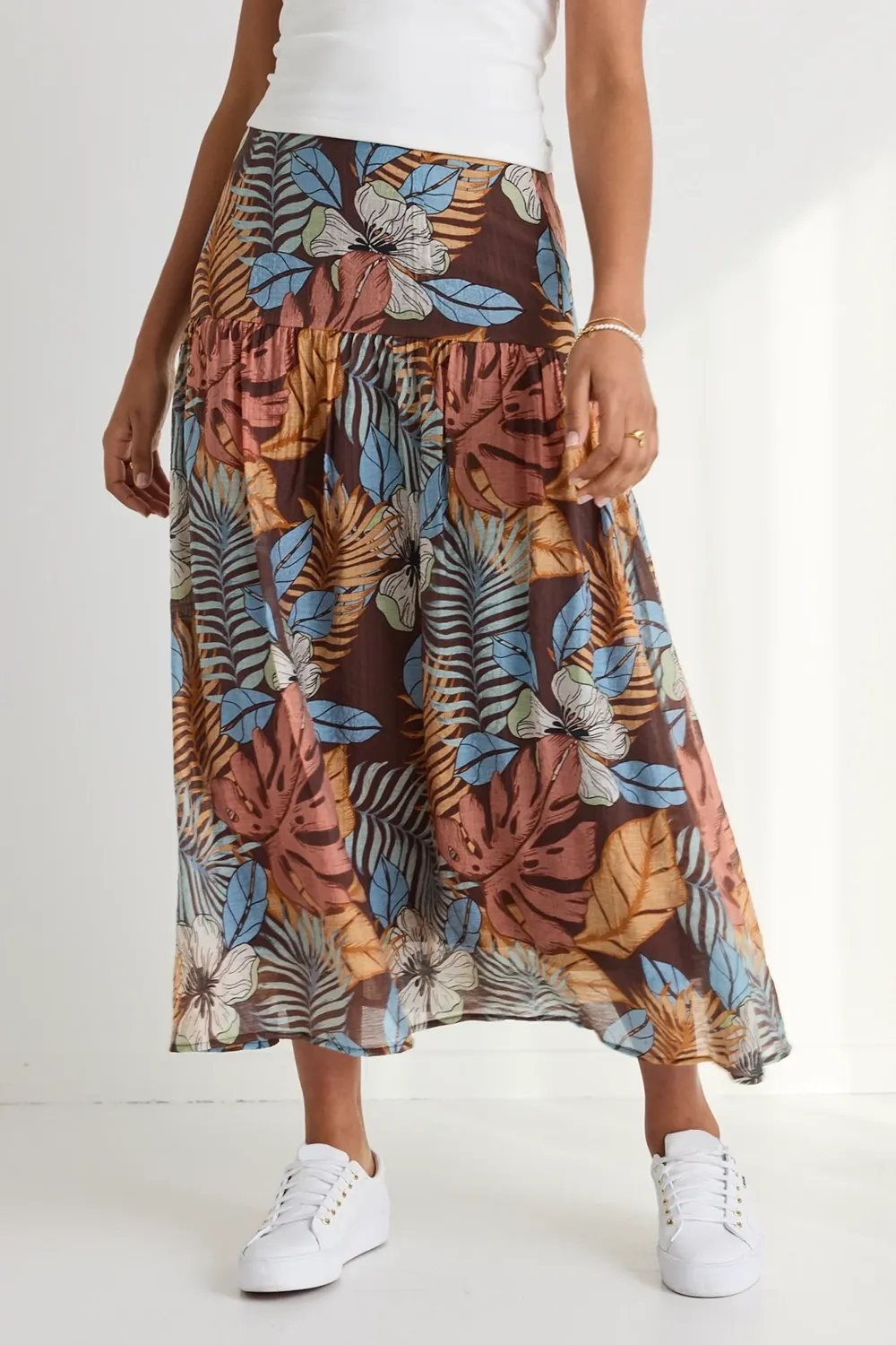 Floral Print Large Hem Vacation Skirt