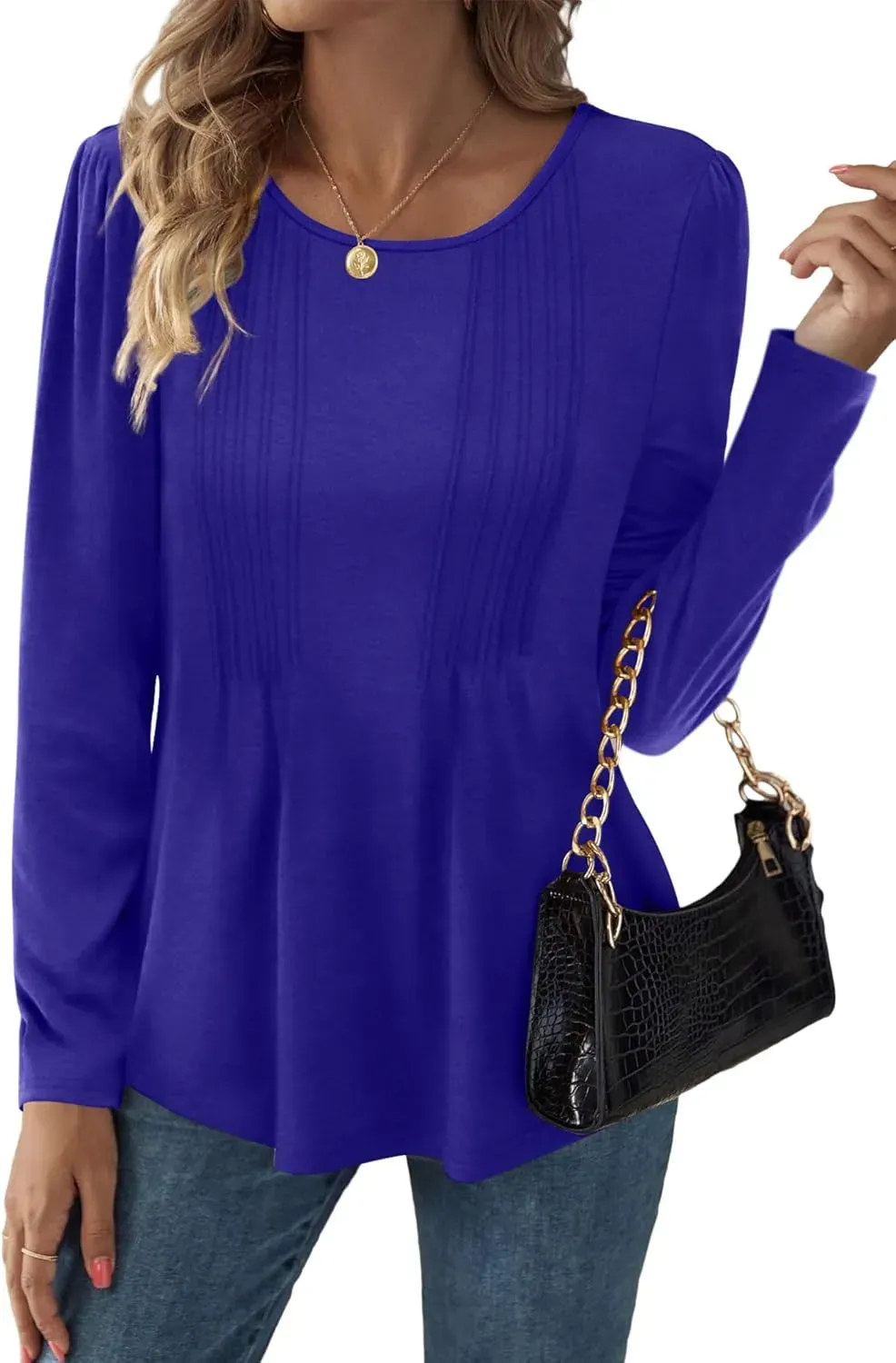 WIHOLL Blouses for Womens Dressy Casual 2024 Fall Tops Long Sleeve Shirts Loose Fit Tunics