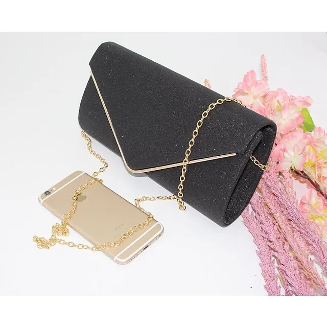 Women's Girls' Clutch Handbag Party / Evening Solid Color Silver Black Gold