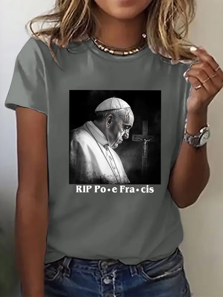 Women's Thank You Father 1936-2025 Print Short Sleeve Round Neck Cotton T-Shirt