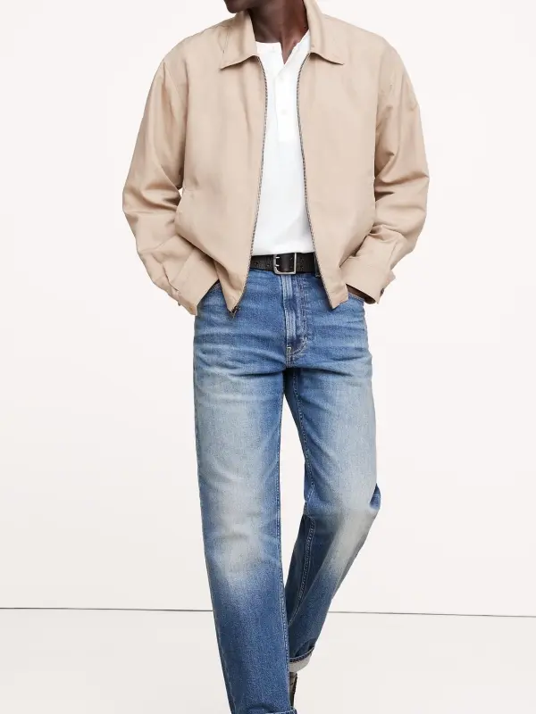 Men's White Pure Cotton Skin-Friendly Buckled Short Sleeves