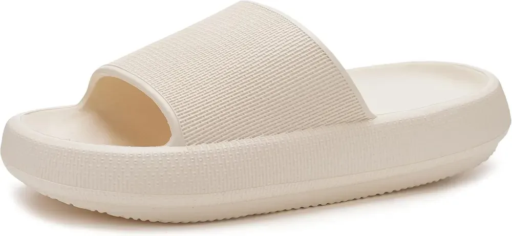 WHITIN Pillow Slippers for Women Non Slip | Cushioned Thick Sole Slides | Quick Drying Bathroom Sandals