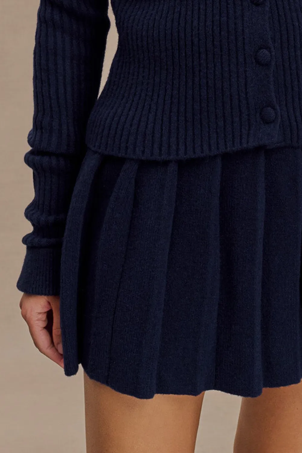 Pleated Knit Mini Skirt