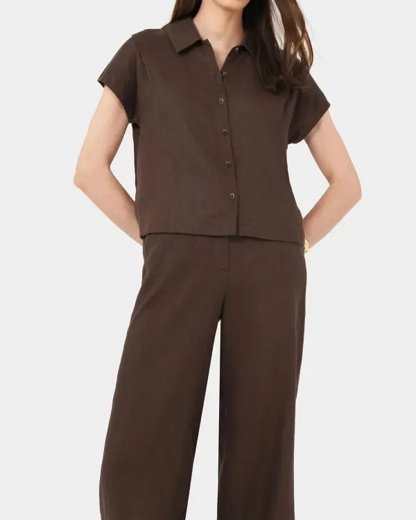 One Piece Collar Linen Collar Shirt