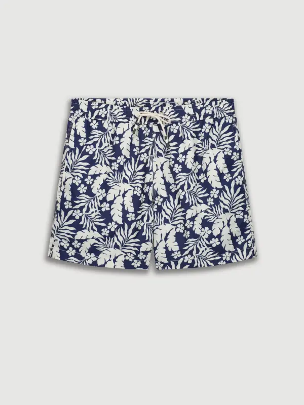 Loose Casual Comfortable Breathable Blue Print Swim Trunks